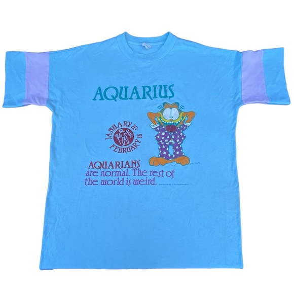 Vintage Other - Vintage 1978 Garfield Aquarius Zodiac Sign Green Mint  Graphic T-shirt